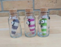 Handmade Leech Jars Bugs Hand Crafted Needle Felted Halloween Goth Decor Set