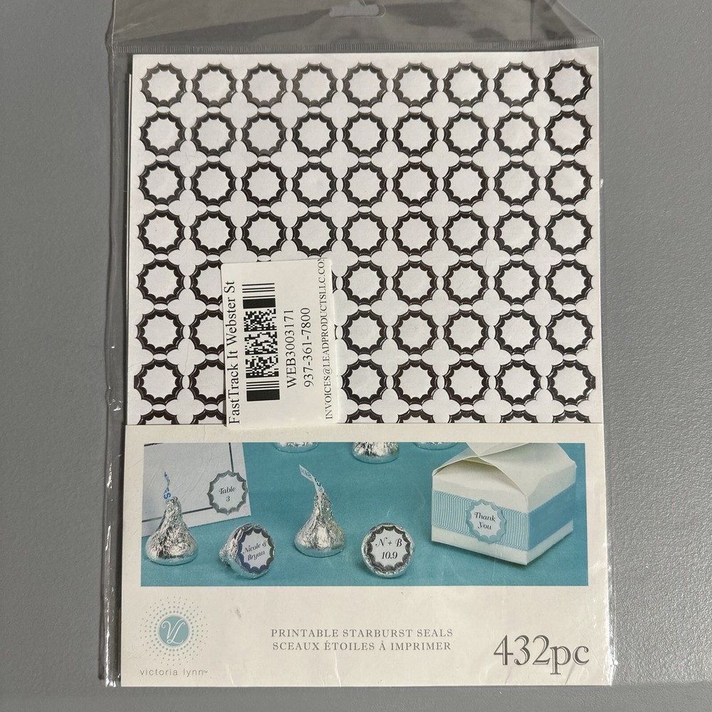 Starburst Seals Print Your Own Decal White With Silver 0.75in Crafting