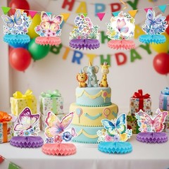 9-Piece Butterfly Table Centerpieces Set Honeycomb Spring Birthday Party Deco…