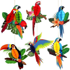 , Large Tropical Birds Honeycomb Cutouts – 9X7.7 Inch | Paper Bird Decorations,