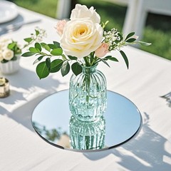12PCS Round Mirror Plates for Centerpieces, Mirror Trays 12inch Flat Circle M…