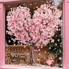 Heirloom Haven 6 Sheets Large Valentine’s Day Window 32 inches, Pink