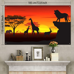 African Safari Theme Party Decorations, 72.8 X 43.3 Inch African Safari Backdrop