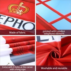 English Phone Booth Door Cover, Large Fabric Red Telephone Box Large,