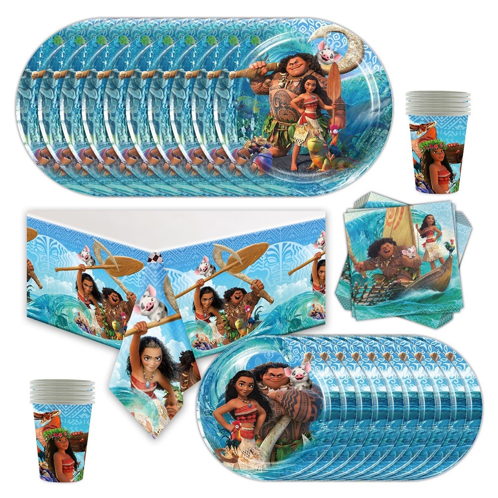 Moana Party Supplies Set Plates Cups Tablecloth Napkins Birthday Decor