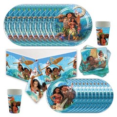 Moana Party Supplies Set Plates Cups Tablecloth Napkins Birthday Decor