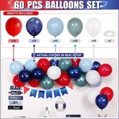 Red Blue White Balloons, 60 PCS 12 inch Navy Light Blue Red and White Balloon…