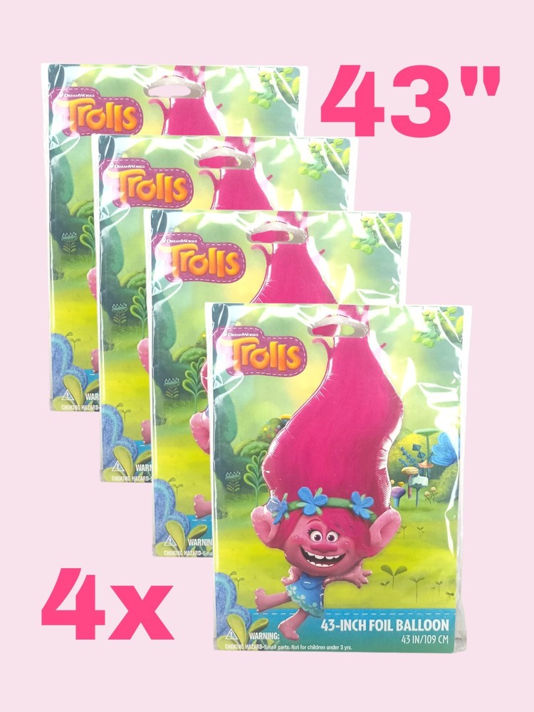 4x New Trolls Poppy Foil Balloon 43″ Multicolor Pink