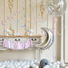 30 Pack Iridescent Shiny Foil Hanging Swirl Party Ceiling Streamer Decor