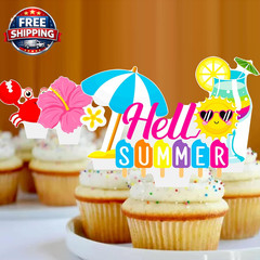 Hello Summer Cupcake Toppers Hello Summer Birthday Decorations Beach Pool Party