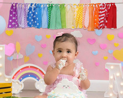Rainbow Background Banner for Party Decor – Colorful Striped Garland Fabric, Bir