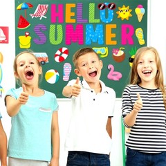 72 PCS Hello Summer Hawaiian Theme Cutouts Pool Beach Bulletin Board Decor