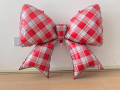 Red Bow Balloons Gingham Bows Balloons Red and White Christmas Decor Pizza Party