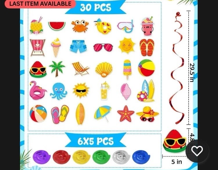 Summer Party Decorations – 61 Pcs Beach Pool Party Decorations Hello Summer Bann