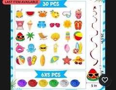 Summer Party Decorations – 61 Pcs Beach Pool Party Decorations Hello Summer Bann