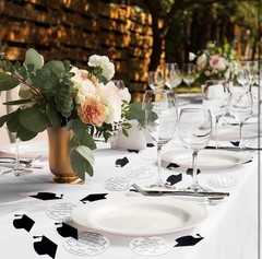 Sherr 400 Pcs Glitter Graduation Disco Confetti Black Bachelor’s Hat Silver