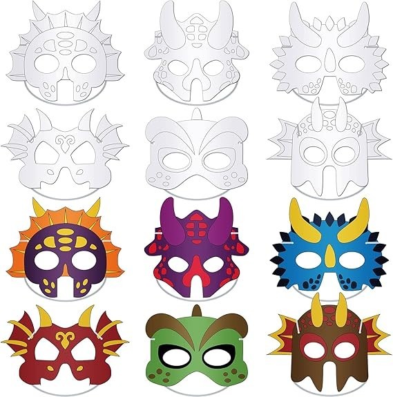 Dinosaur Party Masks 24 count, Kids Birthday Party, Dinosaur Decoration NEW