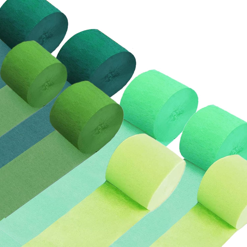 Crepe Paper Streamers 8 Rolls 656ft，GreenParty Decorations Streamers (1.8 Inch x