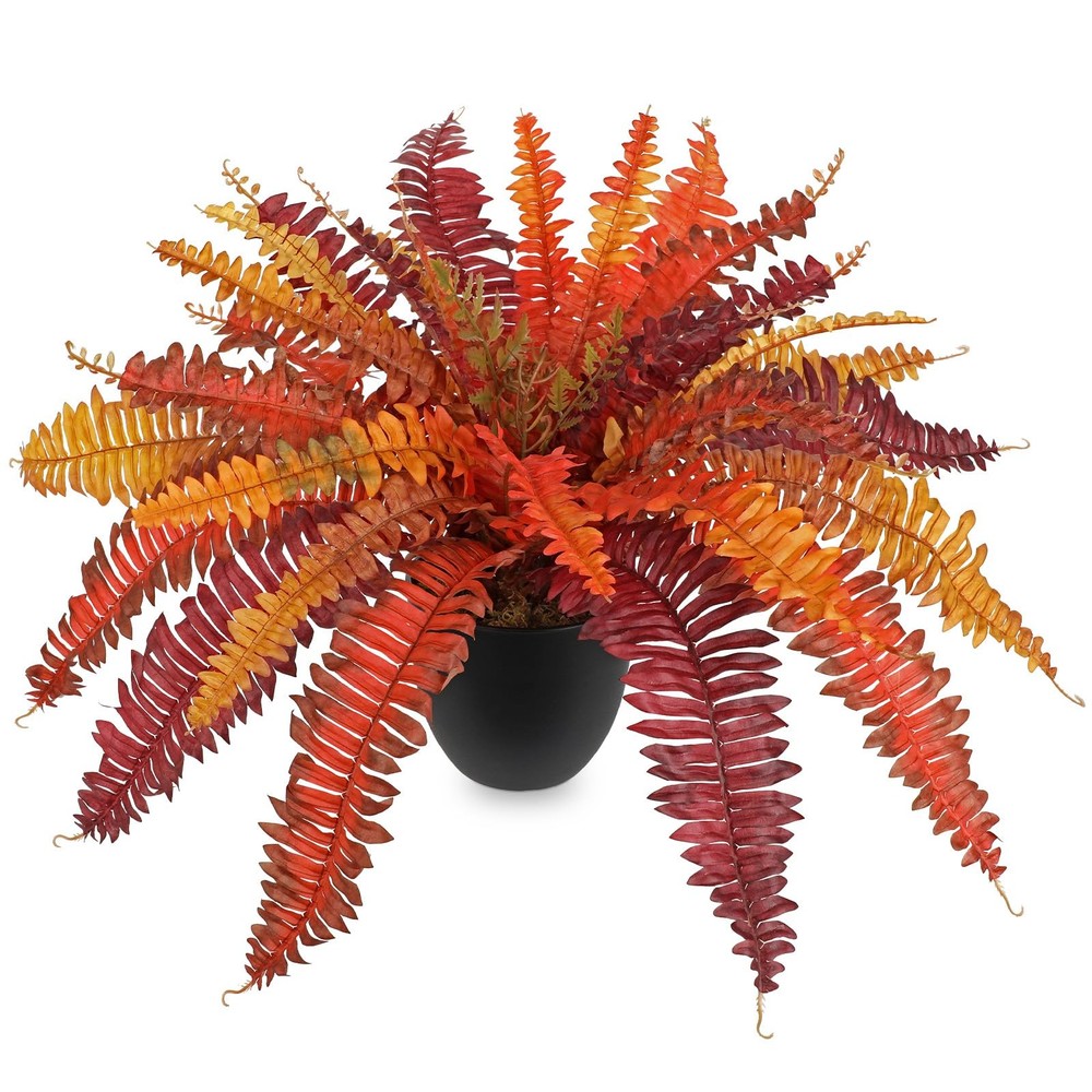 Hollyone Fake Boston Fern in Pot Fall Faux Medium Potted Plant