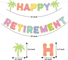 Pre-Strung Happy Retirement Banner – Hawaiian Colorful Retirement Party Decorati