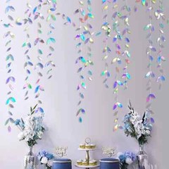 13Ft Iridescent Paper Leaf Garland Holographic Birthday Wedding Party Hanging Le
