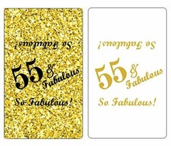 55 & Fabulous Miniatures Candy Bar Wrapper, (Set of 60) Mini Candy Bar Stickers