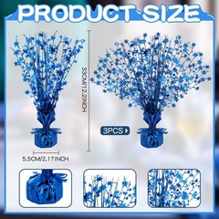 3 Pcs Table Centerpiece for Party Blue Star Table Decoration Metallic Foil Sp…
