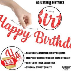 KatchOn Glitter Happy Birthday Banner Red