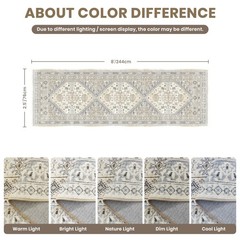 zesthome Washable Runner Rug 2.5×8 – Stain 2’6″ x 8′ (Runner), Beige/Grey