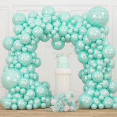 Double Pearl Teal Blue Stuffed Balloons Different Sizes 116Pcs 5/10/12/18 Inch T