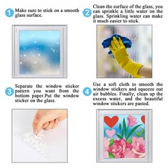 6 Sheets Happy Mother’ s Day Window Clings Rose Flower Heart Window Decal Red Pi