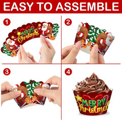 48PCS Christmas Themed Birthday Party Decorations | 24PCS Cupcake Toppers & 24PC