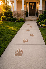 Bear Paw Sidewalk Decals 9″ Floor Stickers Party Tracks Set of 5 Outdoor Vinyl