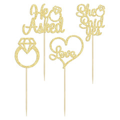 Decoracion de Cupcakes de Anillo de Diamante Corazon Boda Compromiso Paquete 24