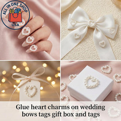 White Pearl Heart Table Scatter for Weddings and Crafts 400 Pcs