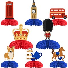 8 Pcs British UK Honeycomb Centerpieces Decorations, London Table Toppers Dec…