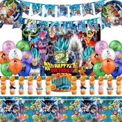 42PCS Dragon Ball Birthday Party Supplies: Banner, Cake Topper, Tablecloth, B…