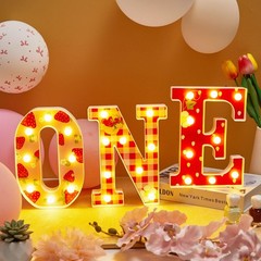 3 PCS Berry First Strawberry Birthday Decor Sweet One Light Up Letters Sign