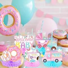 12 PCS Donut Sprinkle With Love Honeycomb Centerpieces Baby Shower Decor
