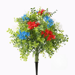 Patriotic Plastic Hydrangea Flower in Pot for Independence Day For Outdoor Use