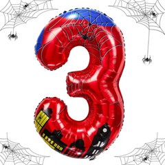 40 Inch Spider Number Balloons Red, Classic Digits 0 to 9, Foil Party Decor