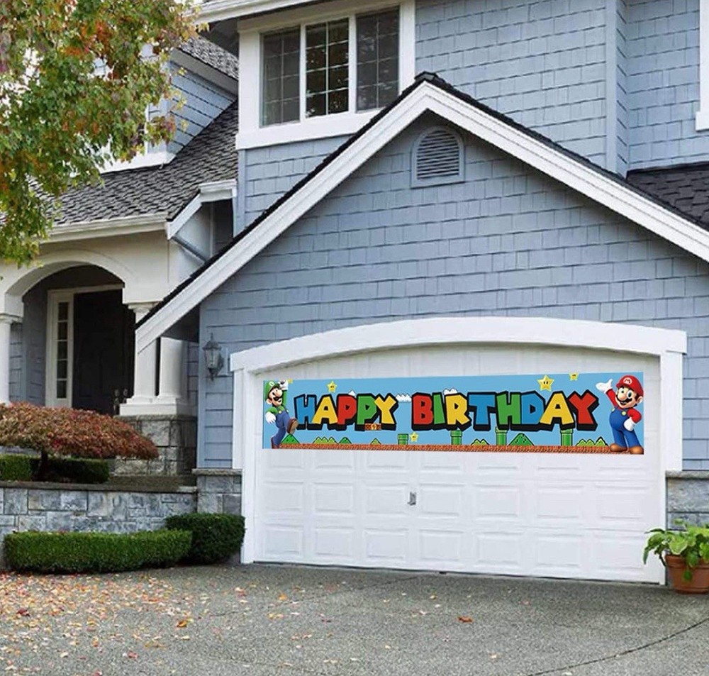 Super Mario & Luigi HAPPY BIRTHDAY Outdoor or Indoor Banner 118 in. x 20 in.