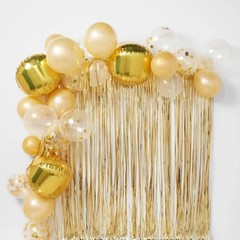 48ct Balloon Arch Garland Décor Kit with Backdrop Gold