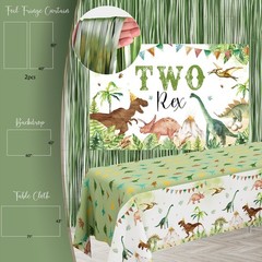 Two Rex Birthday Decorations for Boy, Dinosaur 2nd Birthday Party Supplies,