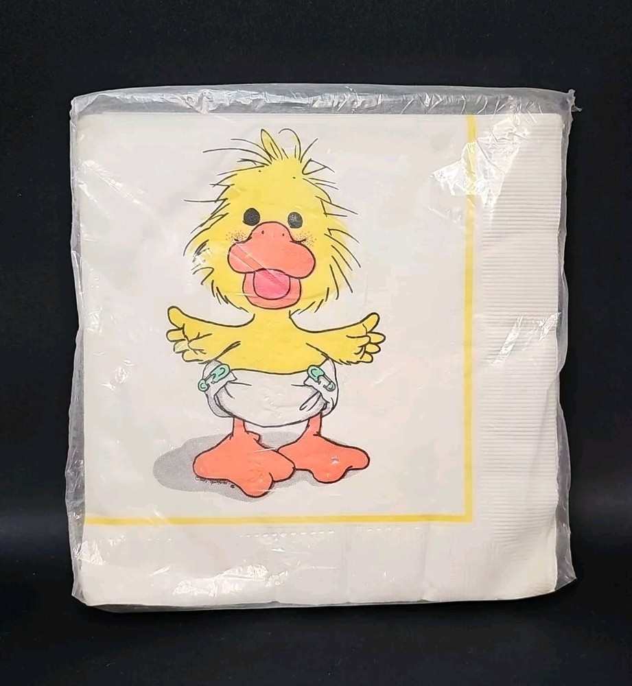 SUZYS ZOO Paper Napkins Rubber Ducks Baby 13x13in NIP Baby Shower Yellow Vintage
