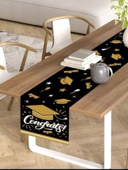 1pc Graduation Party Decor Table Runner Black/Gold