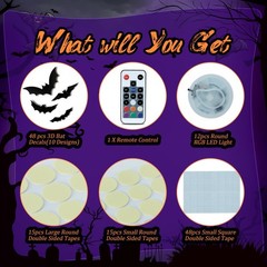 12 Lights & 48 Bats Halloween Decoration with Remote Timer