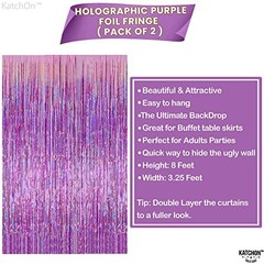 KatchOn, Iridescent Purple Fringe Curtain – 8×3.25 Feet, Pack of 2 | Purple