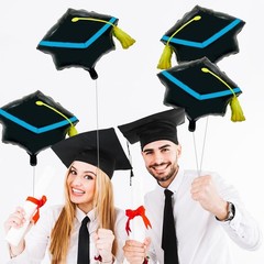4 Pieces 22 Inches Black Graduation Cap Balloons, Large Academic Cap Shaped M…