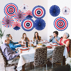 4Th of July Patriotic Decorations Red White Blue Hanging Paper Fans for American